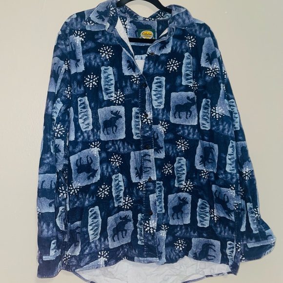Cabela's Blue Moose Print Pajama Top - Picture 1 of 1